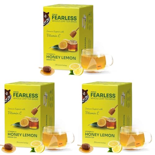 Image of Fearless Honey Lemon Green Tea Bags 25 pcs | Immune Boost with Added Vitamin C | Comforting & Refreshing Flavour | Natural Aroma & Organic Taste | For Fast Weight Loss | 100% Whole Leaves, No Dust