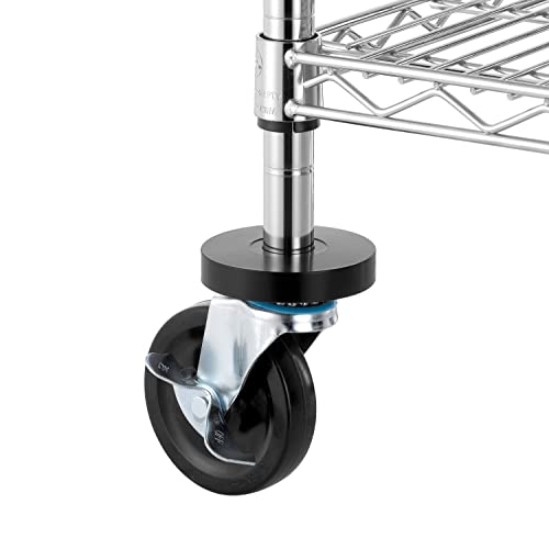 Finnhomy 2-Tier Commercial Grade Rolling Cart, Heavy Duty Utility Cart, Carts with Wheels and Handles, Kitchen Carts on Wheels, Metal Cart with 600 lbs Capacity, Shelf Size 24" D x 40" W, NSF