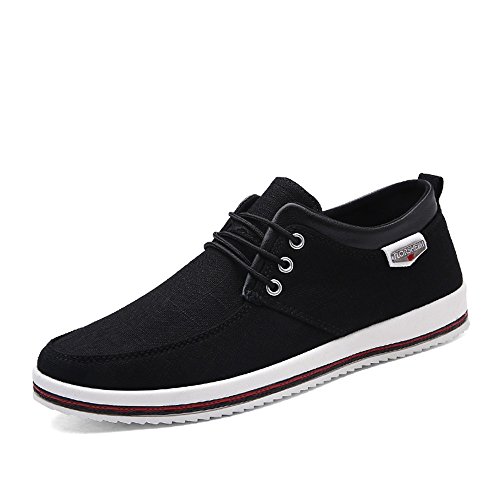CUSTOME Hombres Lona Zapatos Plano Suave Ligero Casual para Caminar Zapatos Sneaker Alpargatas Comodidad Negro