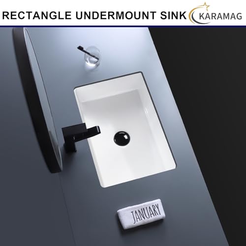 KARAMAG 20 Inch Undermount Bathroom Sink Rectangle Undermount Sink White Ceramic Under Counter Bathroom Sinks with Overflow (19.8"x13.7") by KARAMAG - Image 3