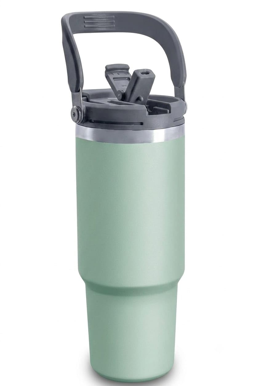 T&T KART Stainless Steel Vacuum Insulated Tumbler with Handle & Straw | Leakproof Travel Mug for Hot & Cold Drinks | Large...