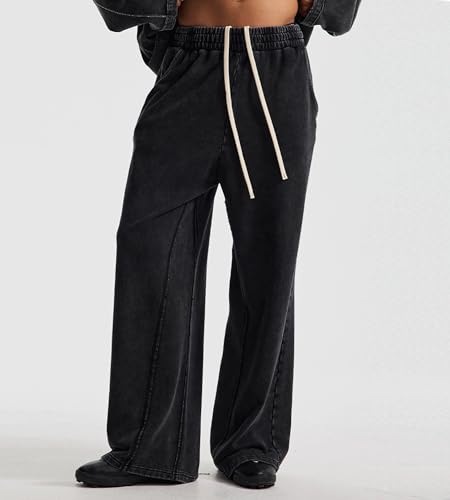 Colorful world Mens Sweatpants Acid Washed Elastic Waist Drawstring Sweat Pants Cotton Baggy Streetwear Pant with Pockets4