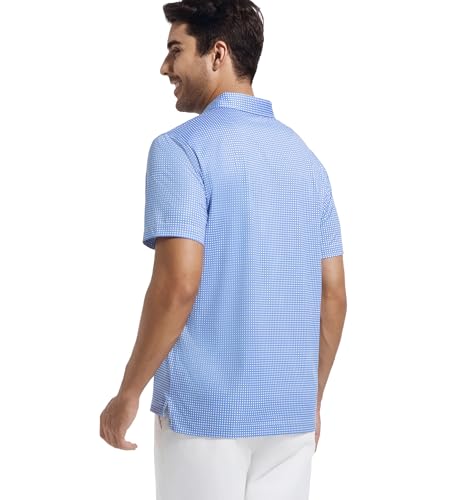 Alex Vando Mens Golf Shirt Moisture Wicking Classic Print Golf Shirts for Men