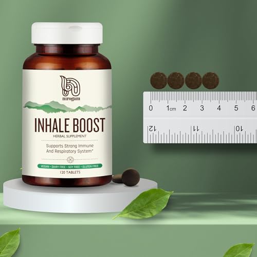 Image of Nirogam Inhale Boost Herbal Respiratory Wellness Supplement | Ayurvedic Formula with Tulsi, Mulethi & Pippali for Breathing Support & Lung Wellness | Pollution Support | 120 Tablets
