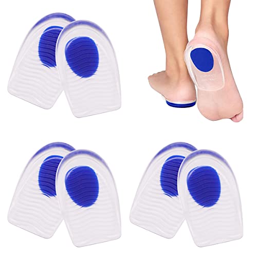MEIYIDAY 3 paires de coussinets de talon en gel de confort en silicone épine calcanéenne et douleur d'Achille Coussinets et coussinets de talon en gel de soutien absorbant (bleu) Cover