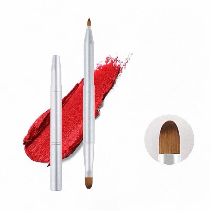 Double Headed Extendable Lip Brushes, 2-Piece Set, Portable Lipstick Applicator for Primer, 24 Count (golden)