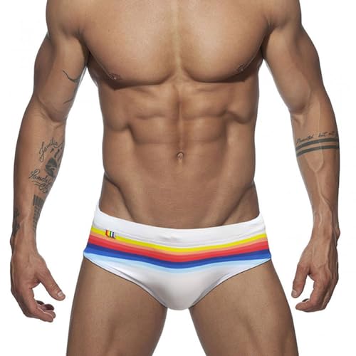 UXH Swimwear Men Sexy Swim Briefs Pride Day Strips Swimsuits Swim Briefs Bikini Board Surf Shorts Trunk