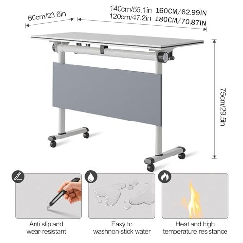 Table de réunion pliable et mobile avec grand cadre en métal stable