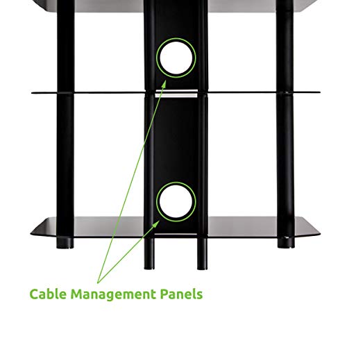 NavePoint Media Stand Glass 4 Shelf Audio Video Component Storage Tower