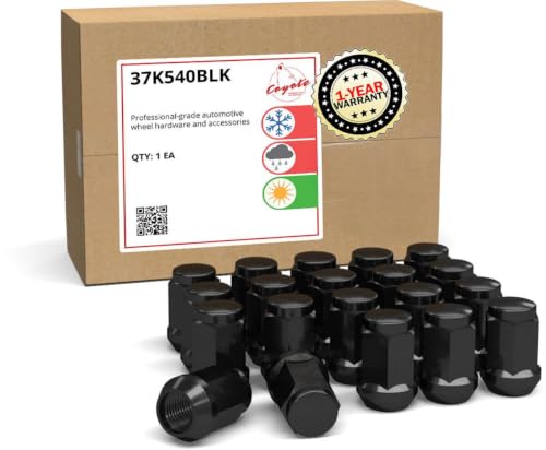 Image of Wheel Accessories Parts 20 Pcs 7 /16 inch-20 Thread Bulge Acorn 35mm 1.38 inch Long Lug Nuts Black 3 /4 inch 19mm Hex Fits Many Classic Chevrolet, Buick, GMC, Pontiac Vehicles