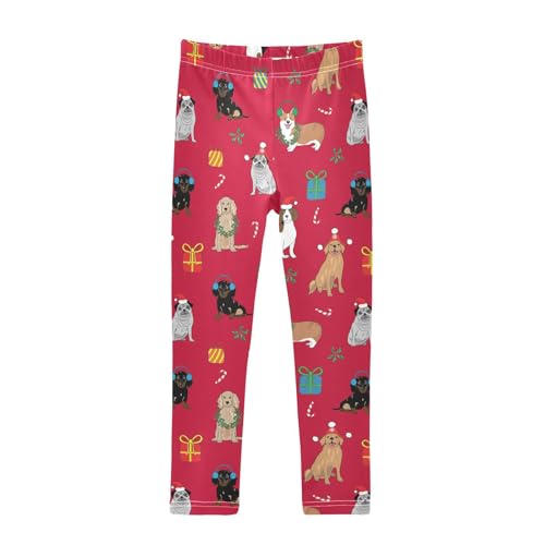 CaTaKu Girls Leggings Christmas Dog Breeds Leggings for Girls Kids Athletic Workout Yoga Pants Size 4-10T
