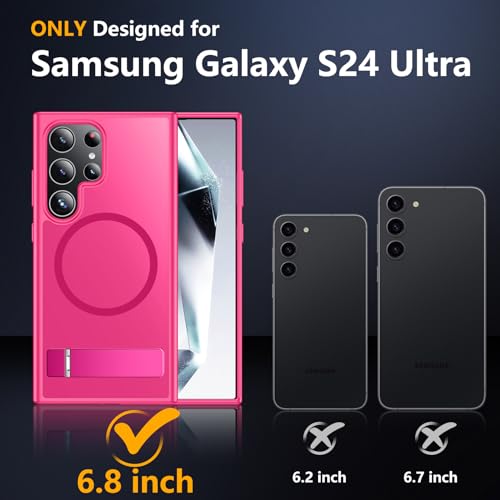 Image of SPIDERCASE Magnetic for Samsung Galaxy S24 Ultra Case, [3 Stand Ways][ Military Grade Drop Protection] with Invisible Stand Shockproof Slim Case for S24 Ultra 5G,Rose Red