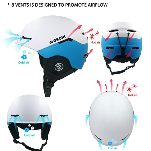 Dkoni Snowboard Helmet (Medium, White/Blue) #TOP1