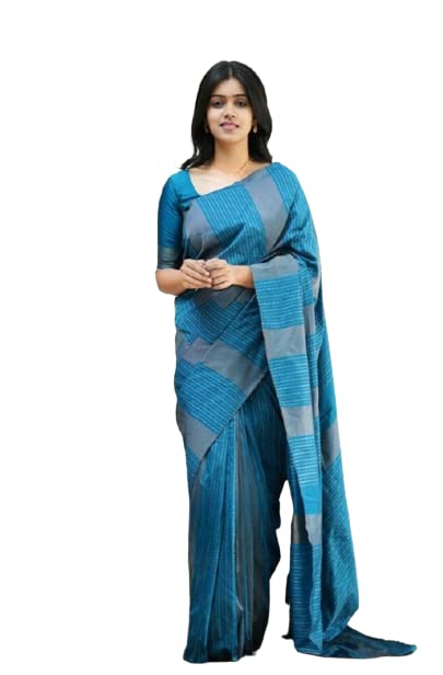 Image of Flosive Women's Kanjivaram Pure Zari Woven Soft Silk Saree With Blouse Piece (Mix Color)