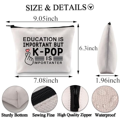 PLITI K-pop Makeup Bag Korean Drama Lover Gift Education is Important But K-pop is Importanter Toiletry Bag for Kpop Fans (Important Kpop bagU) - Image 2