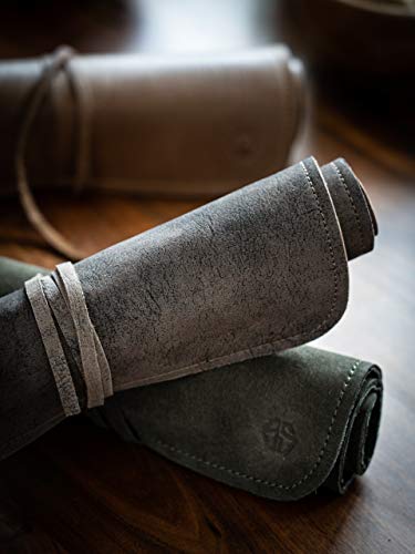 Angus Stoke Hochwertige 7-Fach Echt-Leder Kochmesserrolle Steve – Rolltasche Werkzeugtasche verschliessbar - Messertasche Steve (7-Fächer, Braun)