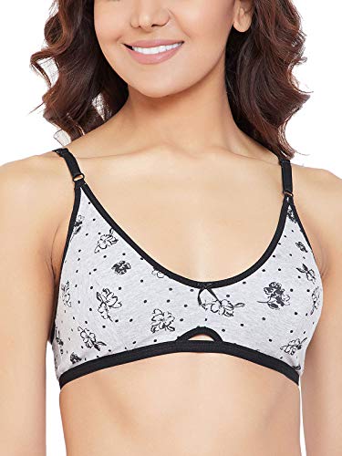 Image of Clovia Women's Cotton Rich Non-Padded Non-Wired Floral & Polka Print Bra