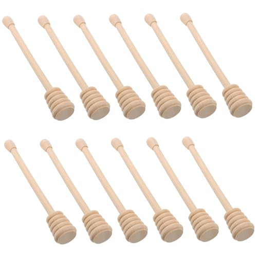 ASAKKURA Honey Stirrers 12 Pcs Wooden Honey Mixing Sticks for Non-slip Handle Dishwasher Safe