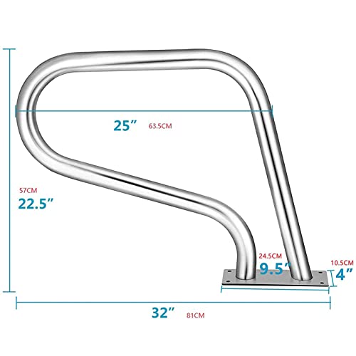 Barandilla para piscina de acero inoxidable 3 curvas 81x57cm miniatura 2