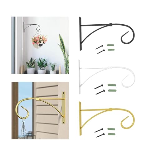 Image of Iron Wall Hooks for Hanging Lanterns, Planters, Bird Feeders & Coats | Heavy Duty Indoor Outdoor Wall Bracket Hook Hanger for Home Decor, Garden & Balcony (Gold, 2)