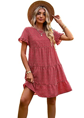 Robe d'été pour femme fleurie et rouge idéale pour les vacances