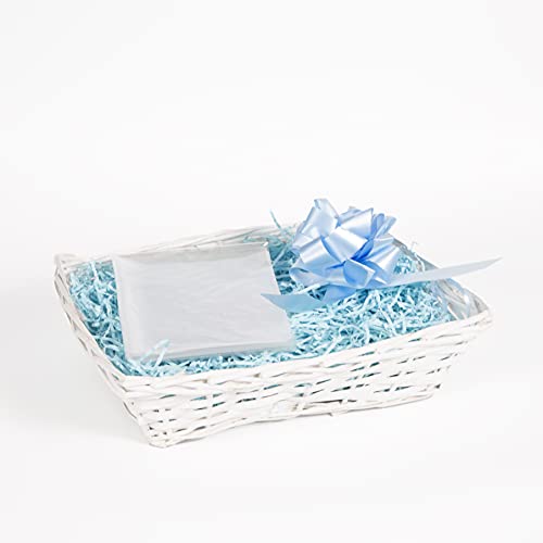White Wicker Basket For Hampers Make You Own Gift Hamper Kit Birthday Christening Newborn Wedding Christmas Gifts Hampers (Blue)