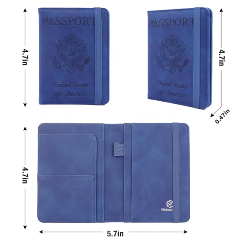 Image of Melsbrinna Premium Leather Passport Holder Covers Case, Waterproof Rfid Blocking Travel Wallet Passport Holder with Pen Holder, Cute Passport Book for Women /Men