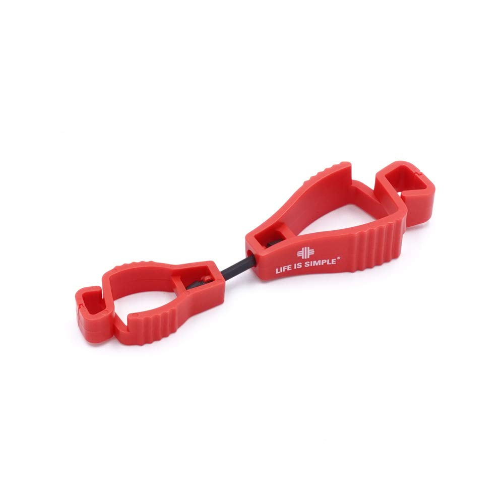 LIFE IS SIMPLE Tarp Clip Handschuhclip | Handschuhhalter für Feuerwehr | Handschuhhalter Polizei | Handschuhclip für Arbeitshandschuhe, Baumarkt, Garten | rot, 10er-Set