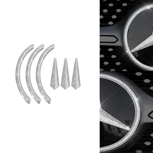 HANNHAI Car Front Emblem Sign Logo Bling Cover Decal Compatible with Mercedes Benz External Accessories Rhinestone Decorative Sticker (Small Fit for A B CLA C300 E CLS S GLA GLK Series)