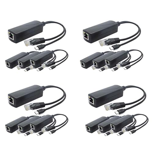 Kit de 16 divisores PoE de 5V, adaptador de 48V a 5V 2.4A con conector Micro-USB para cámara IP, tabletas y más miniatura 1
