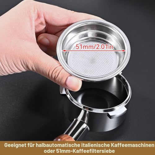 51mm Siebträgerfilterkorb, Edelstahl Wiederverwendbare Kaffeefilter Espressomaschinenzubehör Siebträgerkorb Ersatz(Single Cup) – Ansicht 5