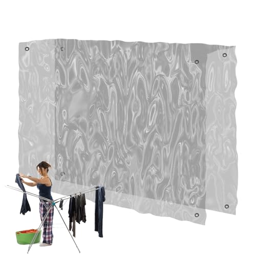 Mqyra 衣類乾燥ラック 雨カバー | 洗濯物乾燥ラック 屋外雨よけカバー - 透明PVCシールド 日よけ保護 中庭用 ズボン ランジェリー シャツ コート キルト ブランケット用
