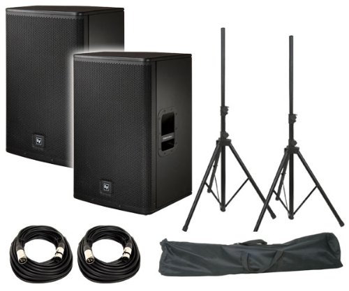 Electro-Voice ELX115P 15" Live X Two-Way Powered Loudspeaker (Pair) / FREE ProX T-SS20P Standard Speaker Stands w/ Bag / FREE (2) XLR to XLR Cables 20ft ea