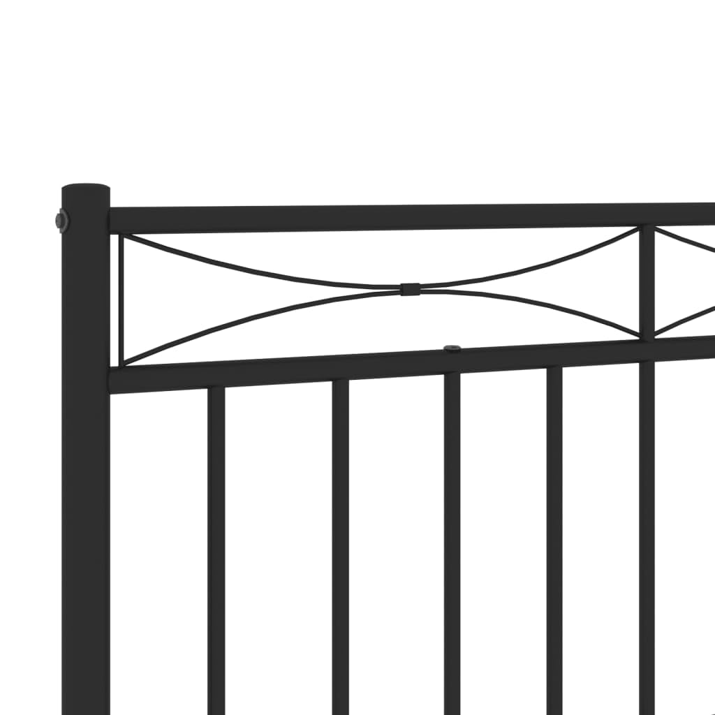Testiera in metallo nero, 193 cm, in acciaio verniciato a polvere, robusta, stabile, per camera da letto, design classico, montaggio a parete