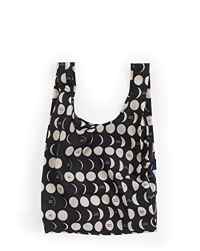 BAGGU Standard Reusable Shopping Bag, Eco-friendly Ripstop Nylon Foldable Grocery Tote, Moon