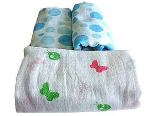 Baby Muslin Swaddle Blankets | 2 Large Baby Swaddle - Soft 100% Cotton | Muslin Swaddling Blankets