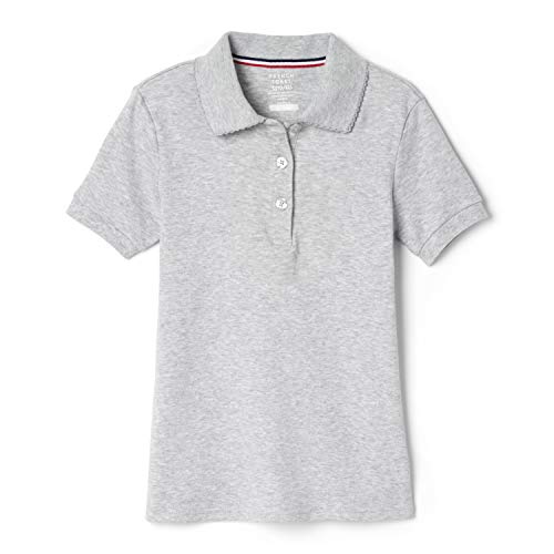 French Toast girls Short Sleeve Picot Collar (Standard & Plus) Polo Shirt, Heather Gray, 18-20 US