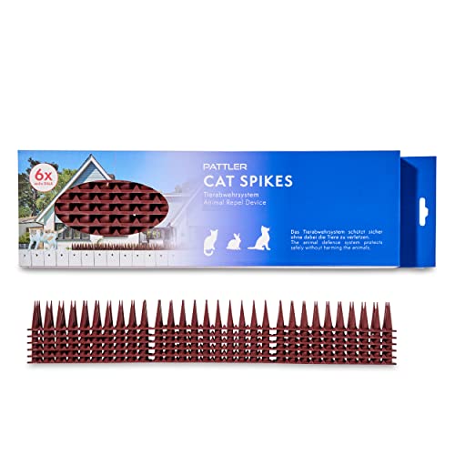 PATTLER 6 pièces de 3 rangées de Pointes en Plastique, répulsif Oiseaux, Pointes pour Murs, clôtures, balcons et fenêtres, Pointes pour Chats, pic Anti Pigeon, repulsif Chat Exterieur Cover