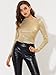 Allegra K Women's Sparkly Glitter Tops Shiny Metallic 80s Disco Outfits Medium Gold Shiny