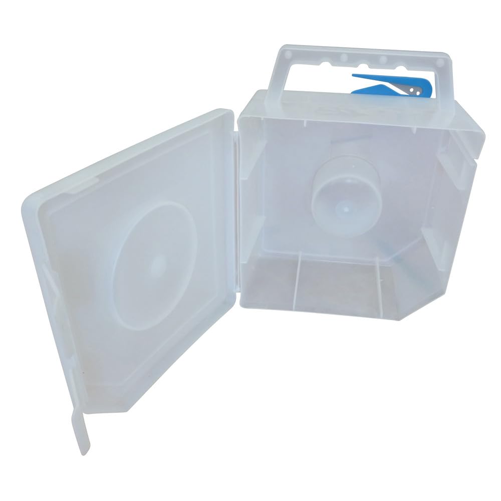 Dönges Abrollbox Easy Tape, 240 x 200 x 100 mm, mit Abschneidevorrichtung für ein bequemes Ablängen, verbleibende Menge ist immer sichtbar, bequemer Tragegriff, schneller Bandwechsel ohne Werkzeug