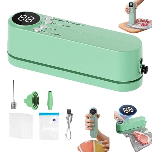 Mini sellador al vacío inalámbrico, sellador al vacío portátil recargable 3 en 1, sellador de vacío de mano, succión de 60 kPa, modos de bombeo externo/inflado, ideal para camping, viajes y