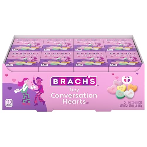 Brach's Valentine's Day Tiny Conversation Hearts, Friendship Exchange, 1 oz Boxes, 24 Ct