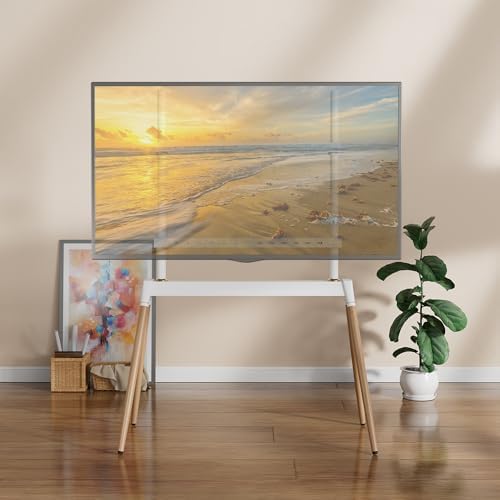Image of Audiovan Easel Studio Floor TV Stand Quad Wooden Legs for 55-86 Inch, (Height - 1455) 100x100-600x400 VESA Corner (White, 55-86 inch)