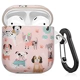 AirPod Case 2nd Generation,AirPod Case 1st Generation Cute for Women Men with Keychain Silicone Cover Compatible with Apple AirPods 2nd 1st Generation Charging Case, Front Led Visible Pink Dogs Dog