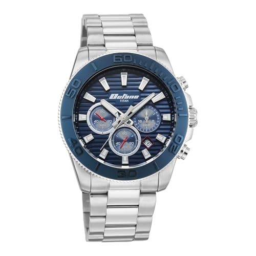 Image of Titan Octane Fashion Accendo Chronograph with Knurled Bezel & Lume Hands Watch for Men - 90239KM01
