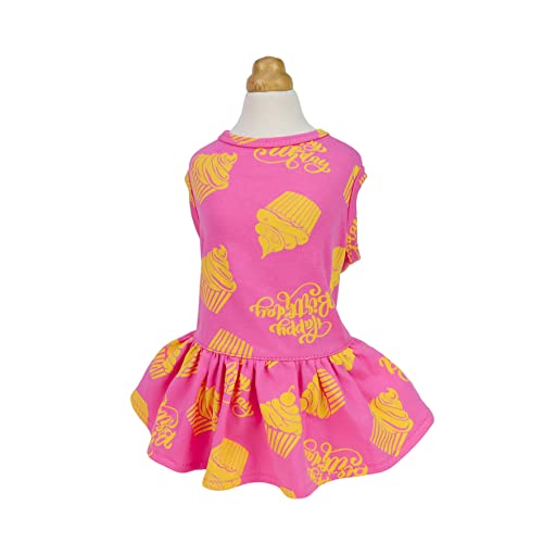 Fitwarm 2 Pack Happy Birthday Dog Tulle Dress, Cupcake Polka Dot Dog Clothes For Small Dogs Girl, Pet Cat Outfit, 100% Breathable Cotton, Pink, Yellow, Xs #TOP2