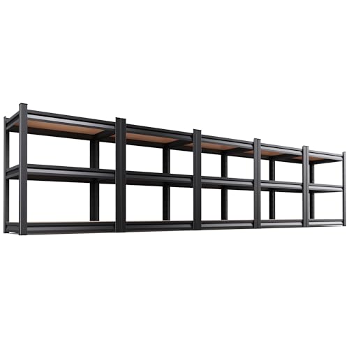Image of 5-Pack 3-Tier Heavy Duty Garage Shelving Set for Home Storage & Organization, Adjustable Metal Utility Rack for Garage, Pantry, Kitchen, Closet & Household Essentials, 33.5 inchH x 35.4 inchW x 15.7 inchD