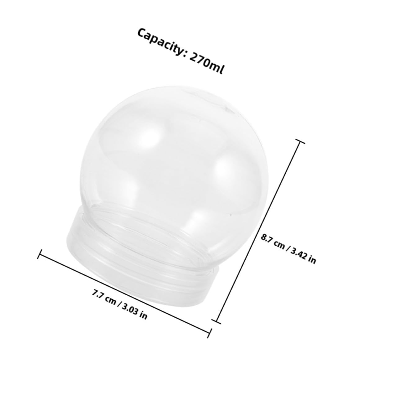 Globo De Nieve De Plástico Transparente 270 Ml para Manualidades Navideñas, Bola Vacía Redonda Fácil De Usar, Set De 24 Piezas para Decoración DIY y Proyectos Caseros
