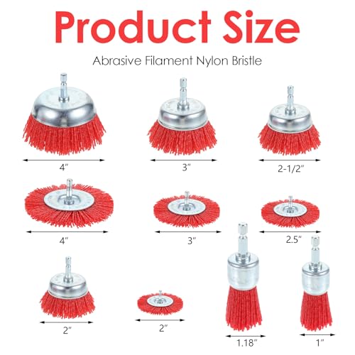 Image of 10 Pack Wire Cup Brush Nylon Filament Abrasive Wire Brush, Twisted Knotted Cup Brush for Grinders, with 1 /4 Inch Hex Shank for Heavy Cleaning Rust, Stripping and Abrasive, for Angle Grinder