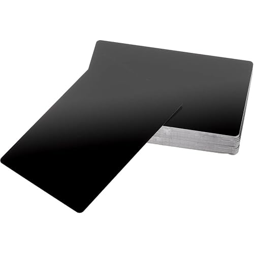 100 Pack Aluminum Metal Engraving Business Cards Sheets Blanks Black Metal Tags Materials for CNC Laser Engraver Engraving Blanks DIY Gift Cards Thickness 0.21 mm/ 0.01 inch(Brilliant Black)